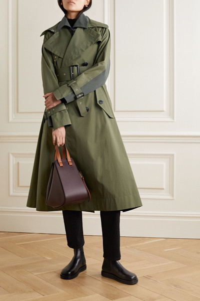 sacai Paneled cotton-gabardine and wool-blend trench coat outlook