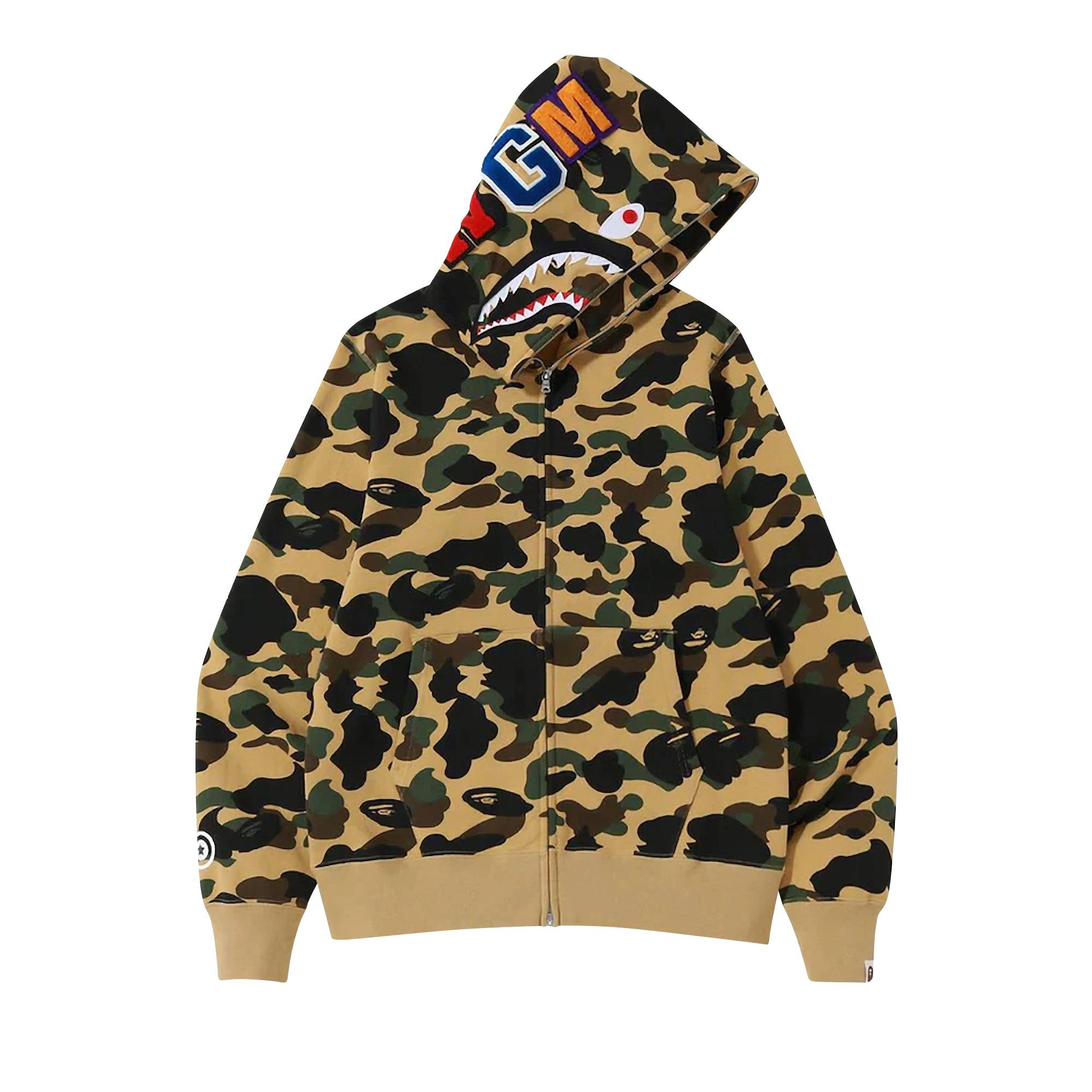 BAPE 1st Camo Shark Full Zip Hoodie 'Yellow' - 1