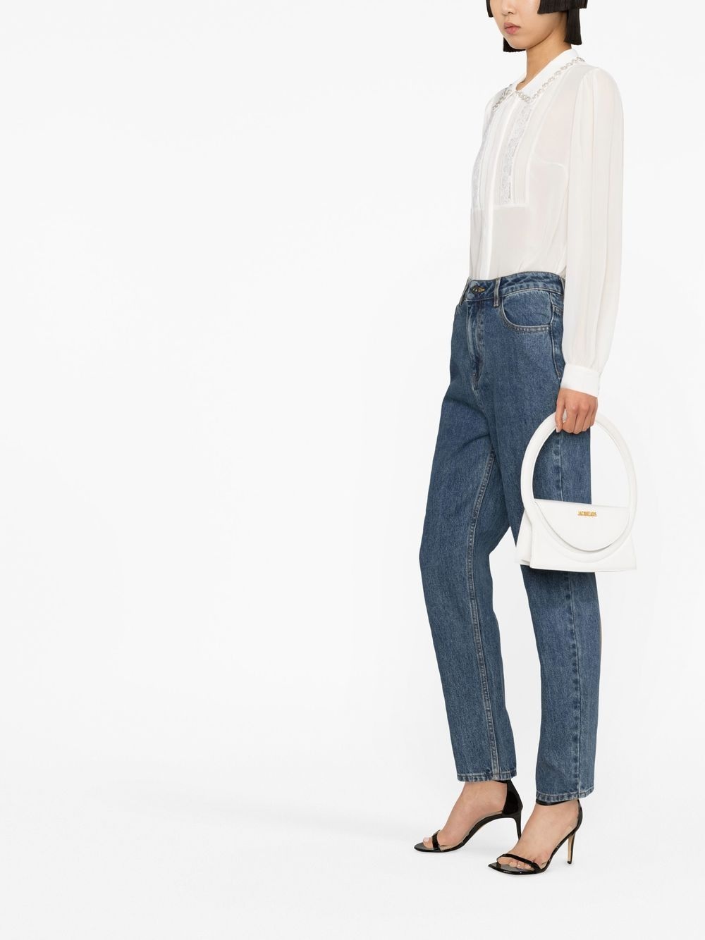 pearl-embellished embroidered blouse - 3