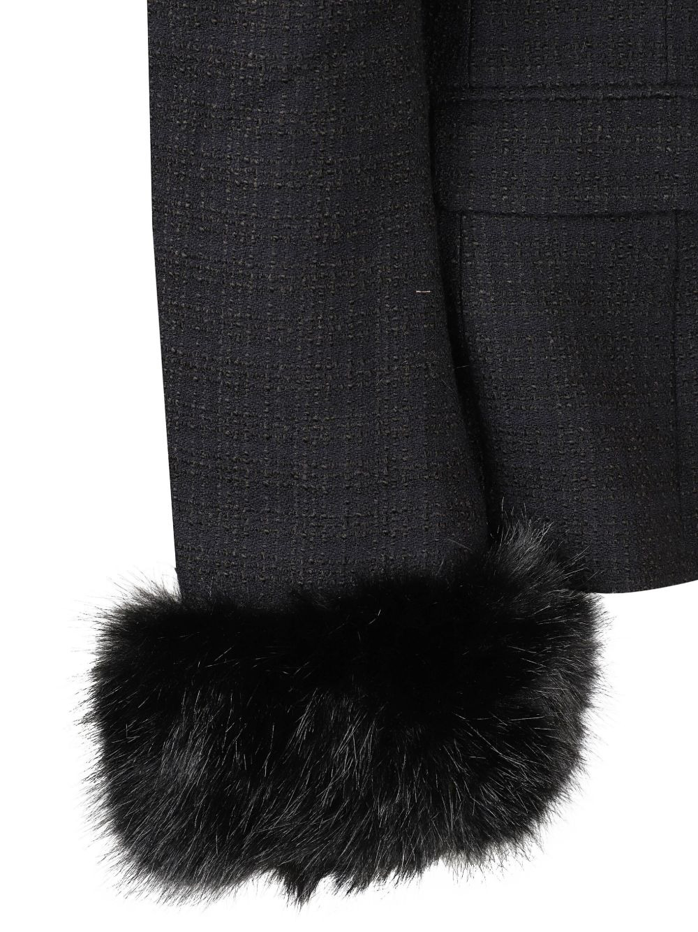 fur-trimmed tweed jacket - 3