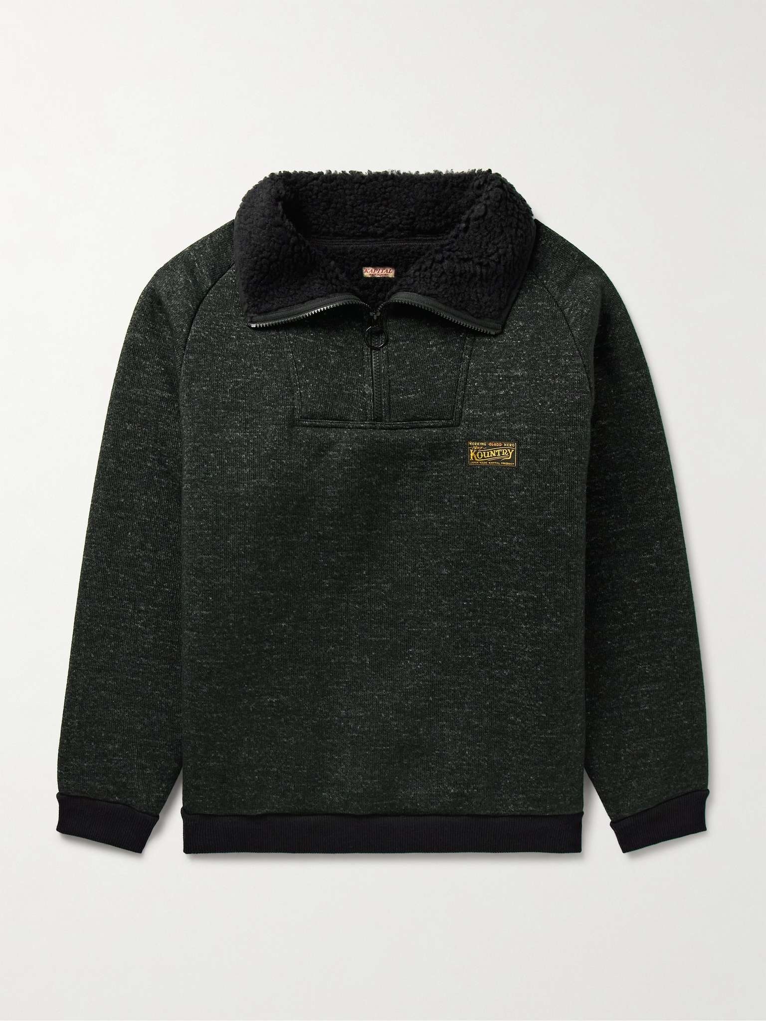 Alpine Logo-Appliquéd Fleece-Lined Knitted Half-Zip Sweatshirt - 1