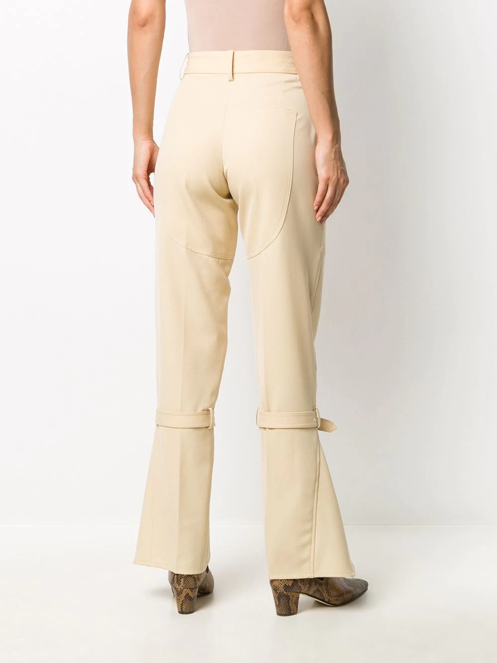 knee-strap flared trousers - 4