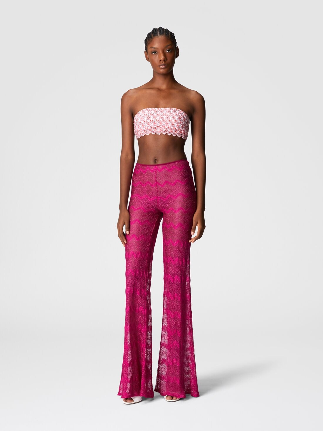 Flare cover-up trousers in zig zag lamé viscose - 2