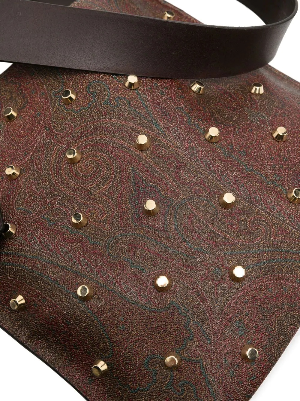 paisley studded leather shoulder bag - 4