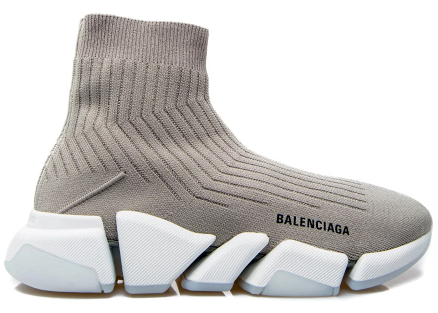 Balenciaga Speed Trainer Rib-Knit Light Gray - 1