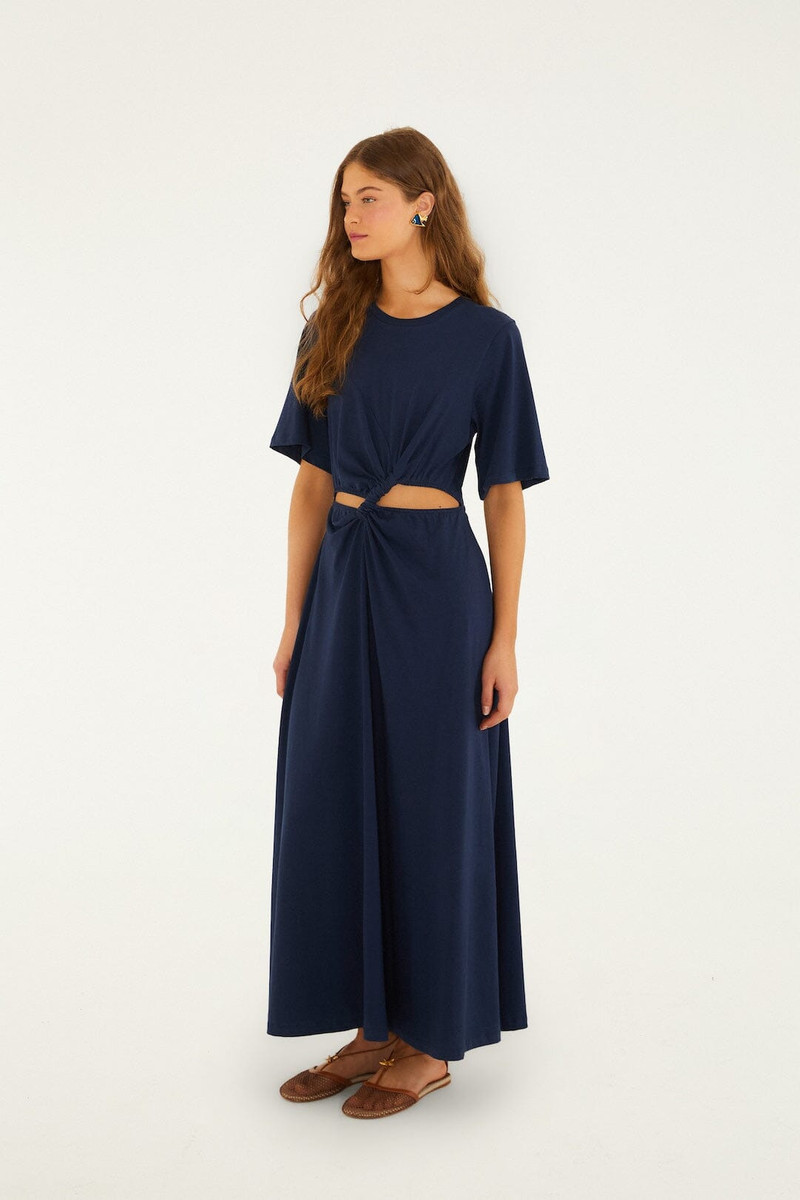 Dark Blue Cut-Out Short Sleeve Maxi Dress 4