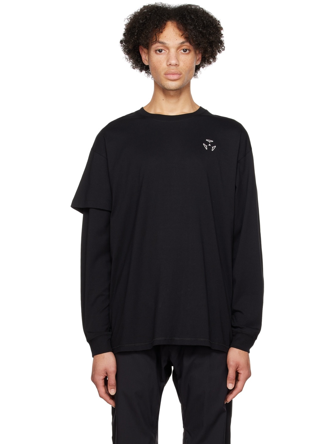 Black Layered Long Sleeve T-Shirt - 1