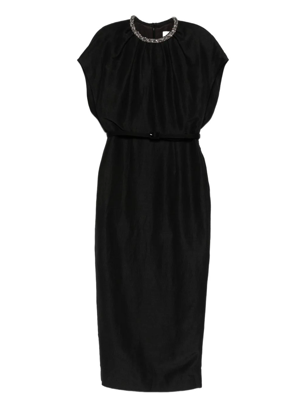 round-neck midi dress - 1