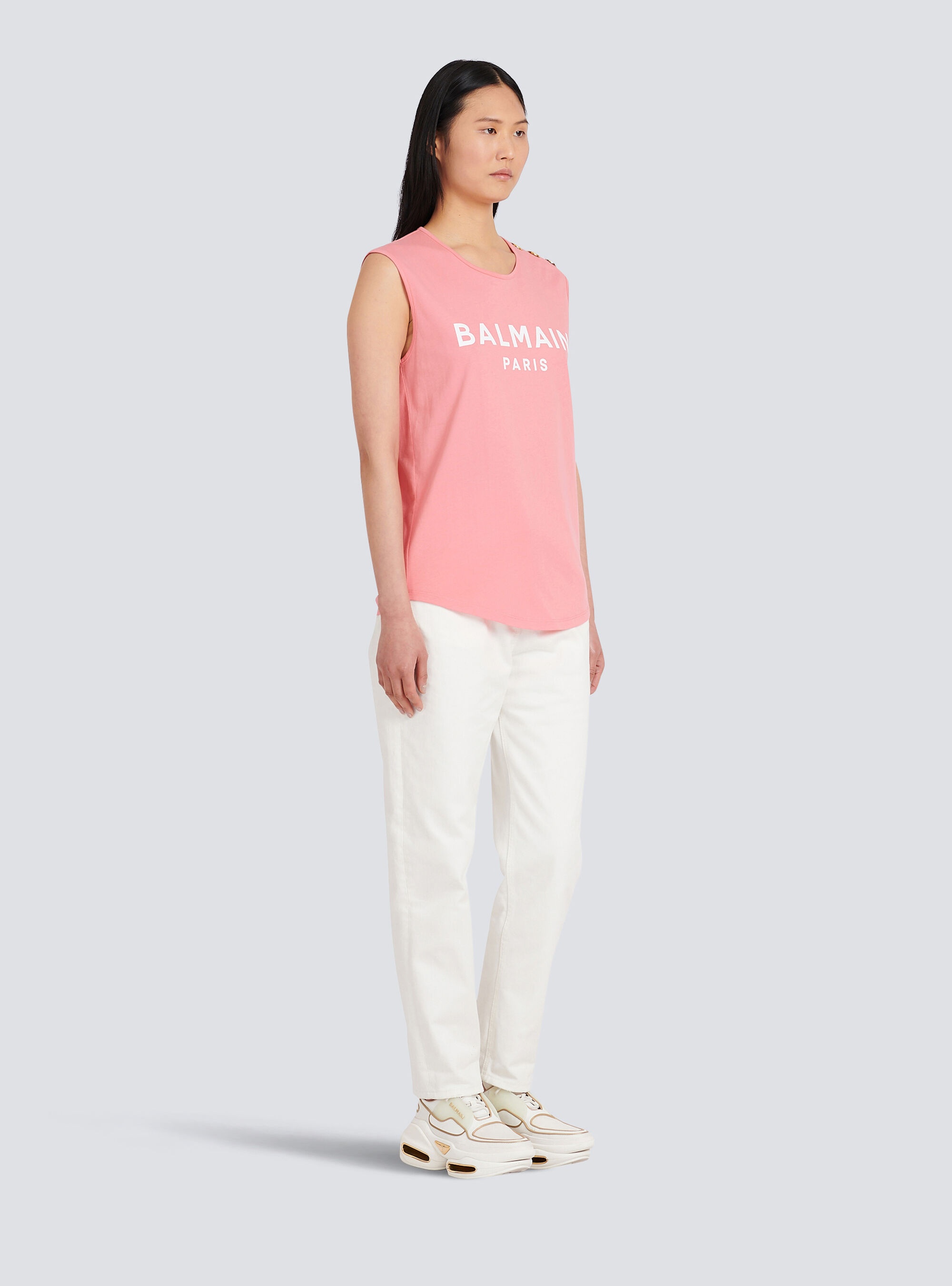 Eco-designed cotton T-shirt with Balmain logo print - 5