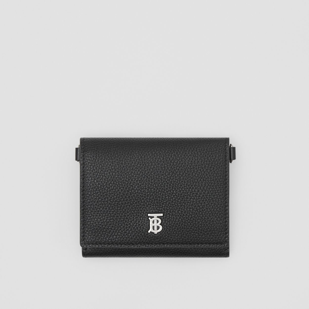 Small Grainy Leather Wallet with Detachable Strap - 11