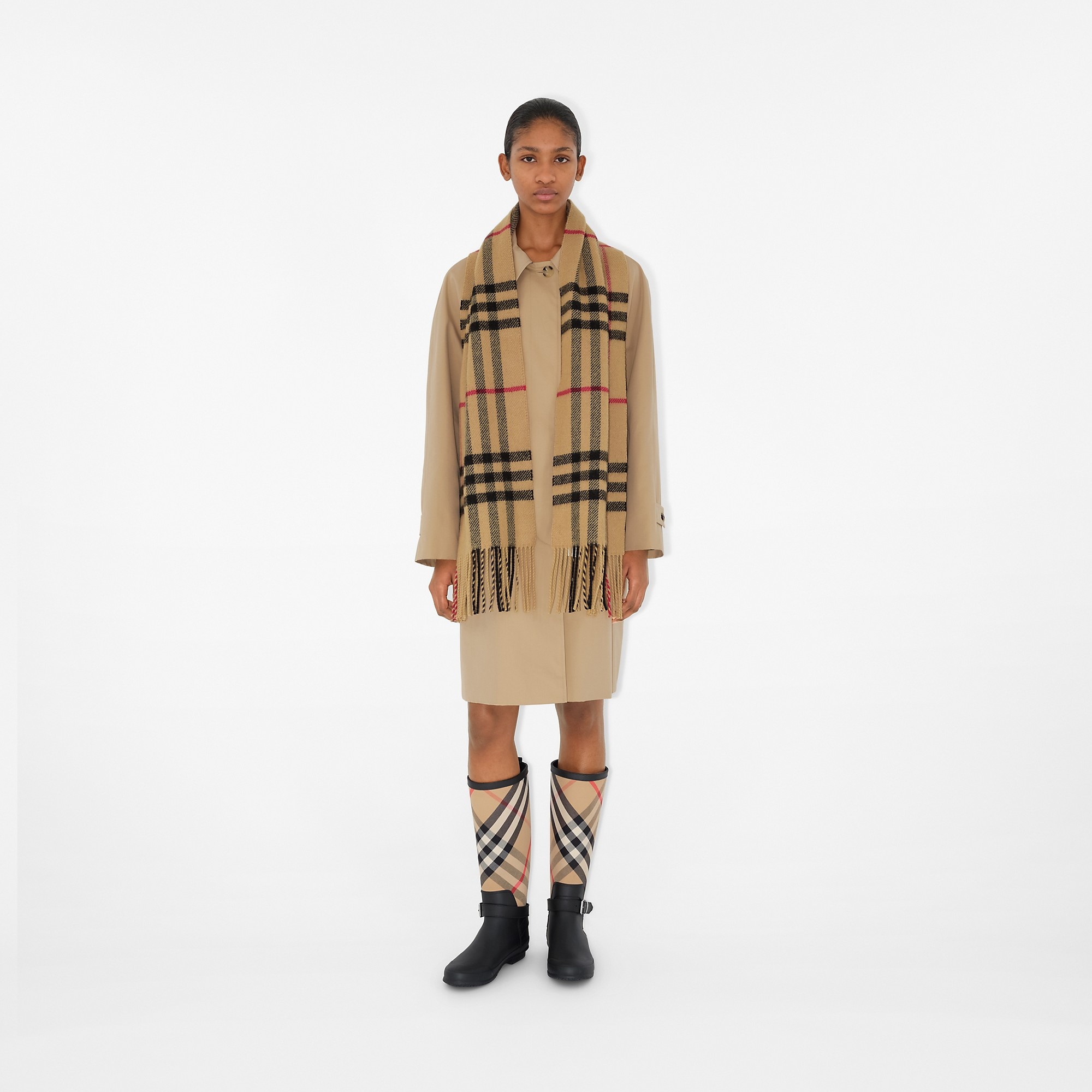 Check Wool Cashmere Scarf - 3