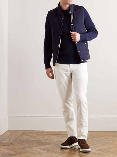 Brunello Cucinelli Straight-Leg Logo-Embroidered Cotton-Gabardine Trousers outlook