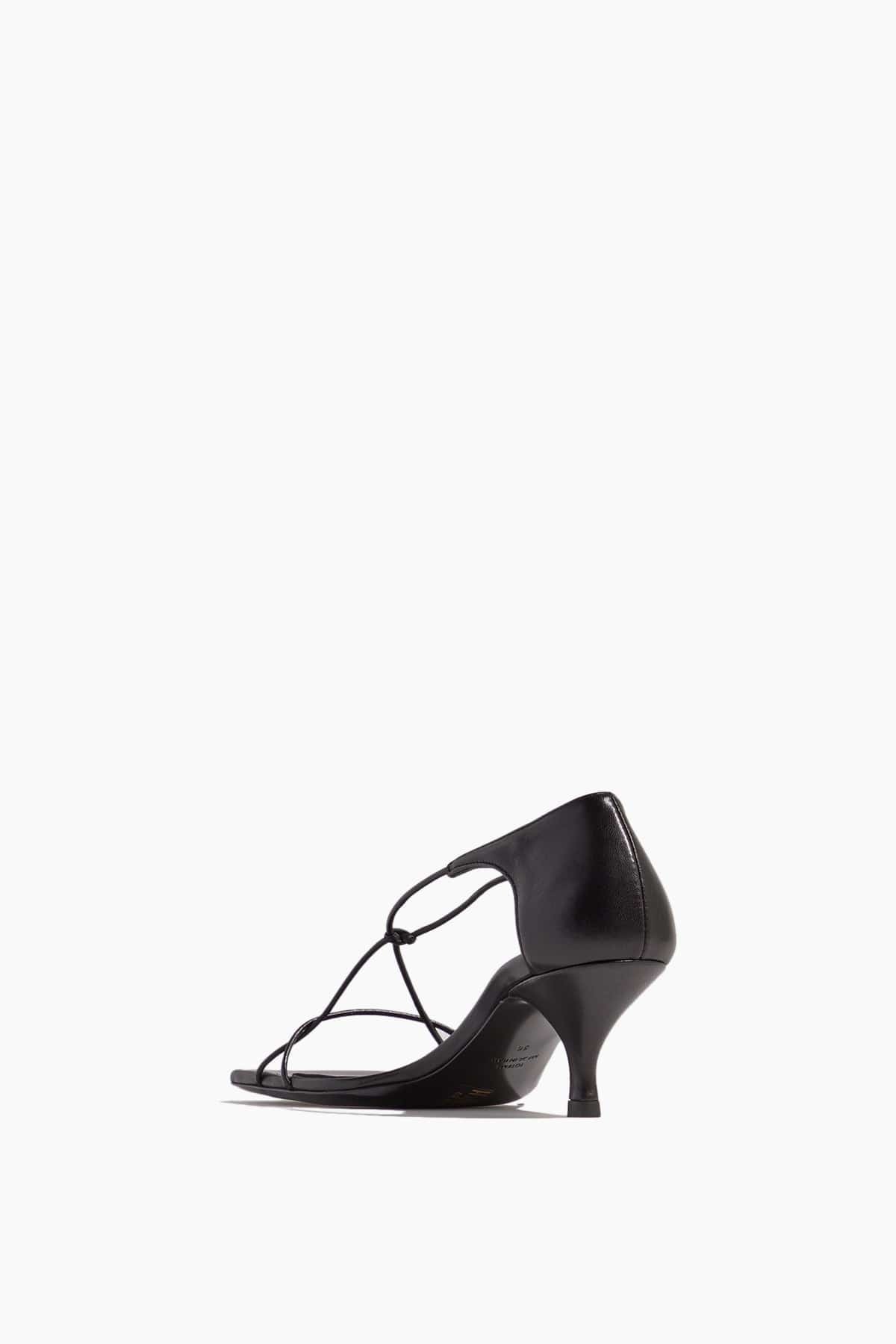 The Leather Knot Sandal in Black - 3