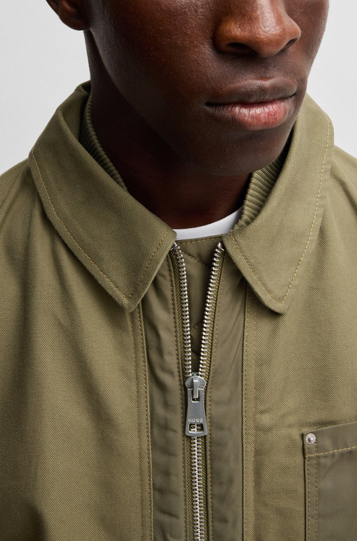 RELAXED-FIT PADDED JACKET IN COTTON WITH RIBBED TRIMS - 5