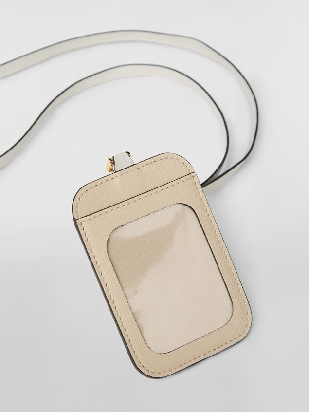 TRI-COLOURED BADGE HOLDER IN SAFFIANO LEATHER - 4