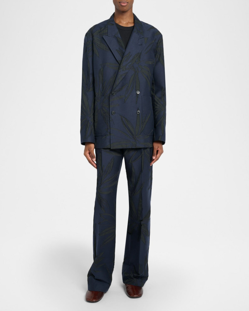 Dries Van Noten Men's Abstract Floral Double-Breasted Blazer outlook