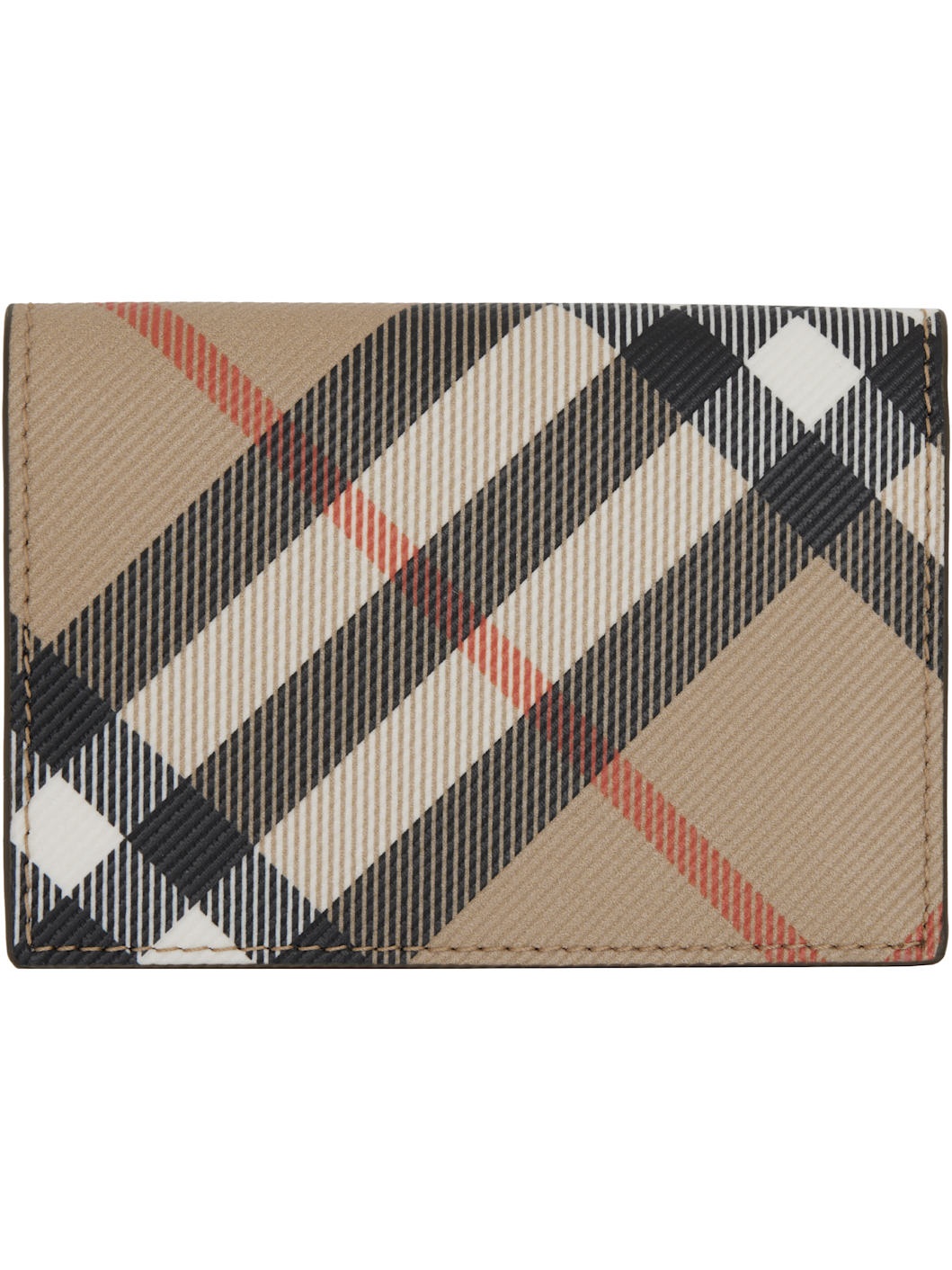 Beige Check Folding Case Card Holder - 2