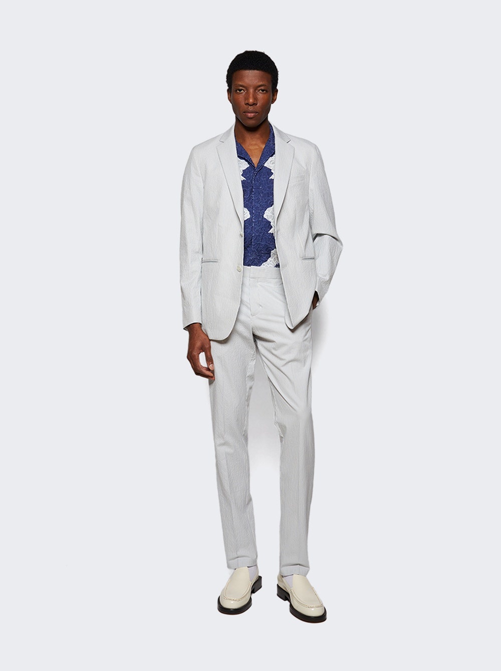 Garret Seersucker Blazer Wave Blue And White Sand - 5