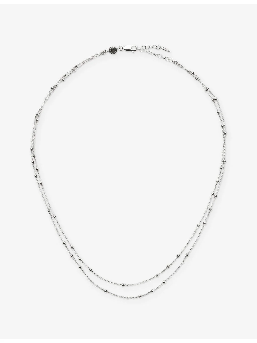Beaded Sterling-Silver Double Chain Necklace - 1