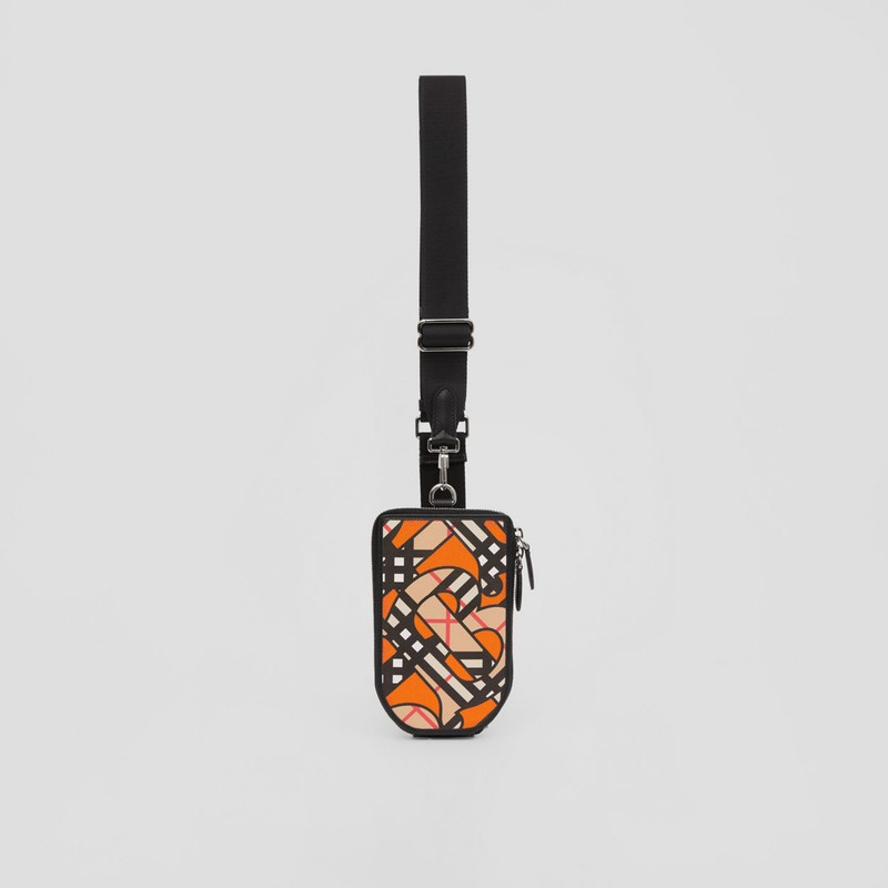 Monogram Linen Cotton Phone Case with Strap 1