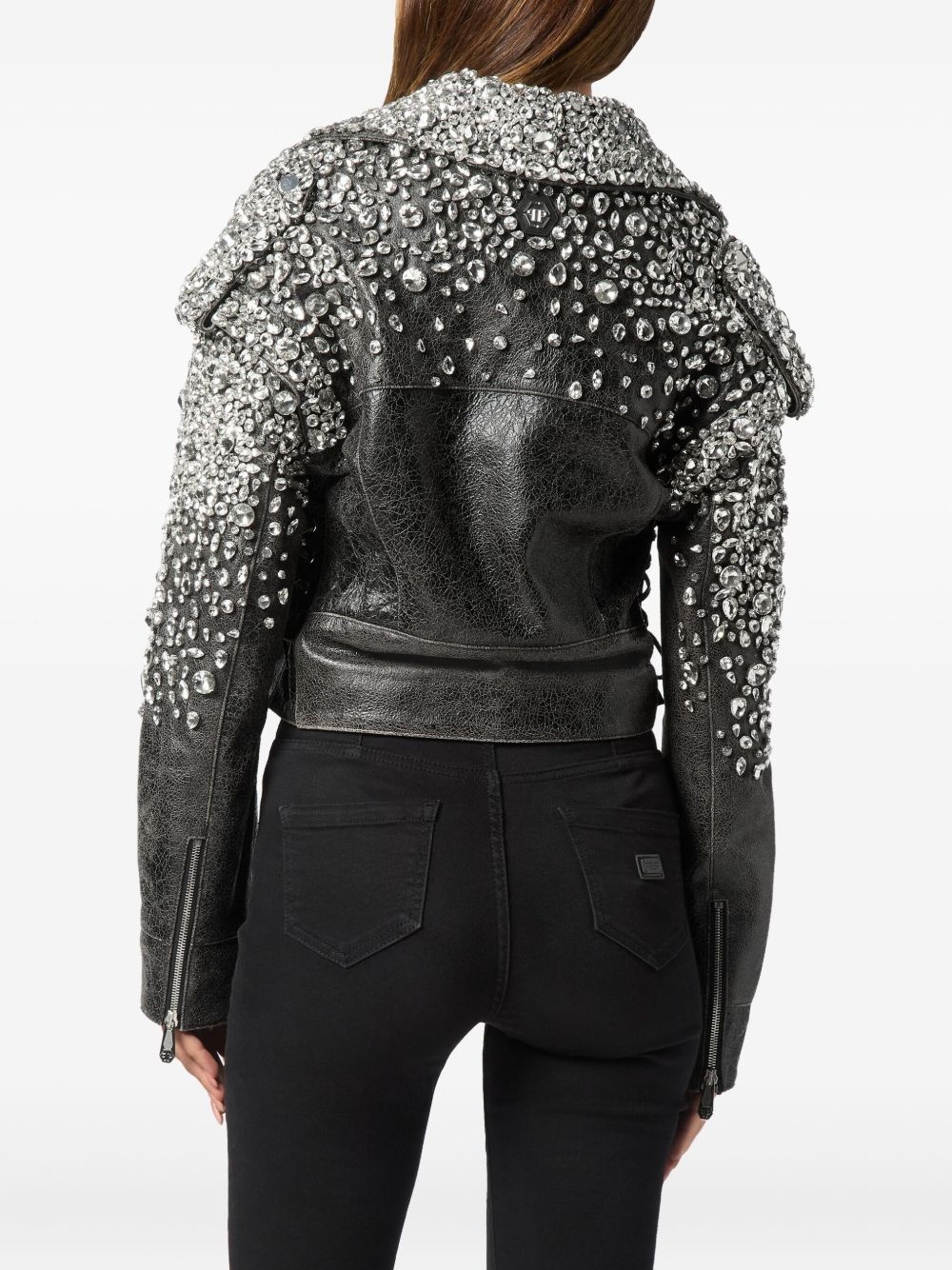 leather cropped jacket - 4