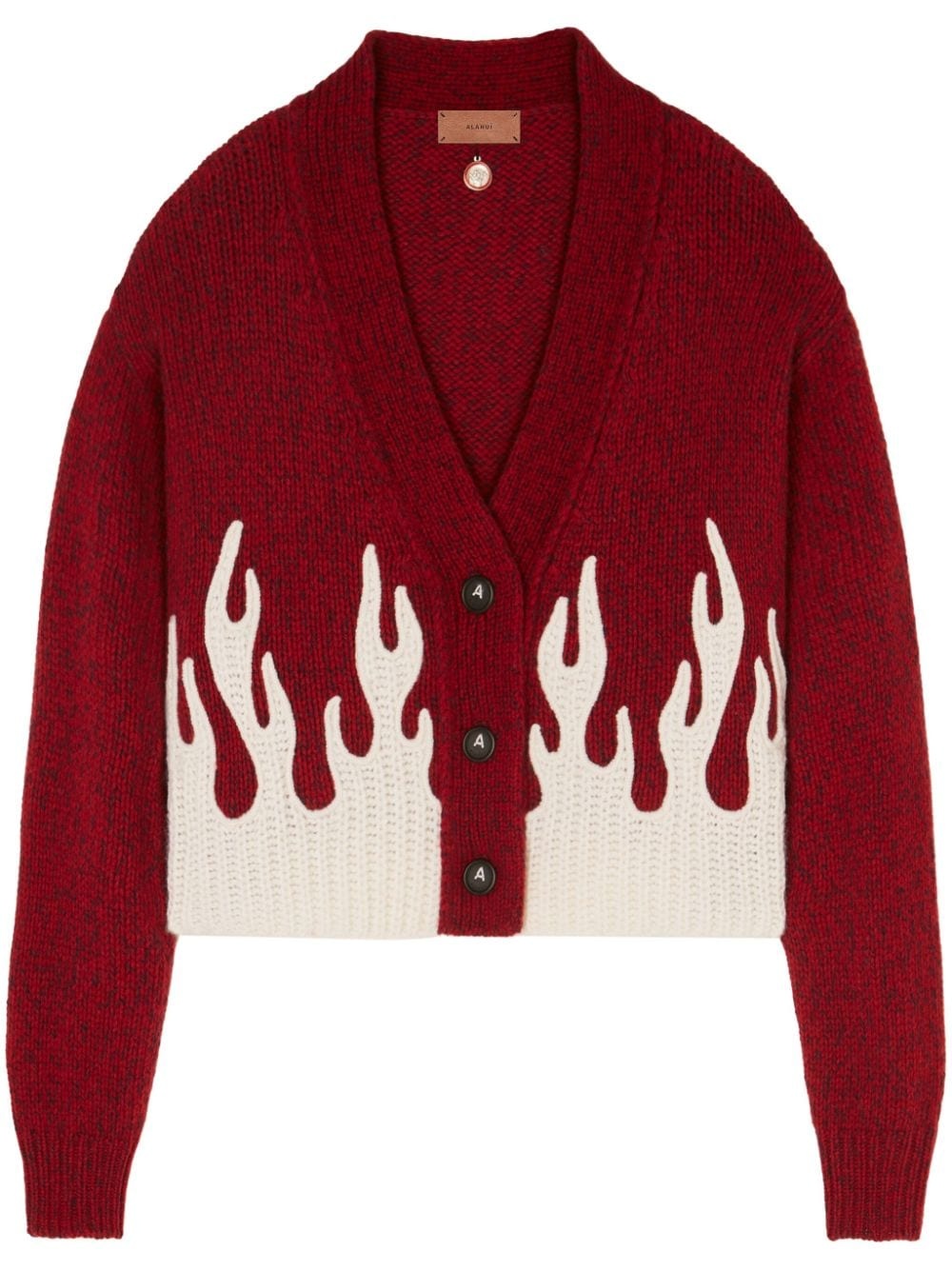 flame-motif cropped cardigan - 1