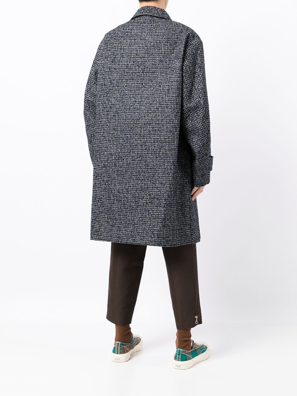 single-breasted check wool-blend coat - 4