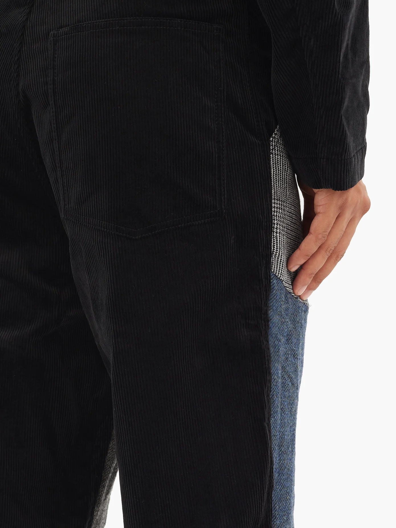 Patchwork wool-twill and cotton-corduroy trousers - 4