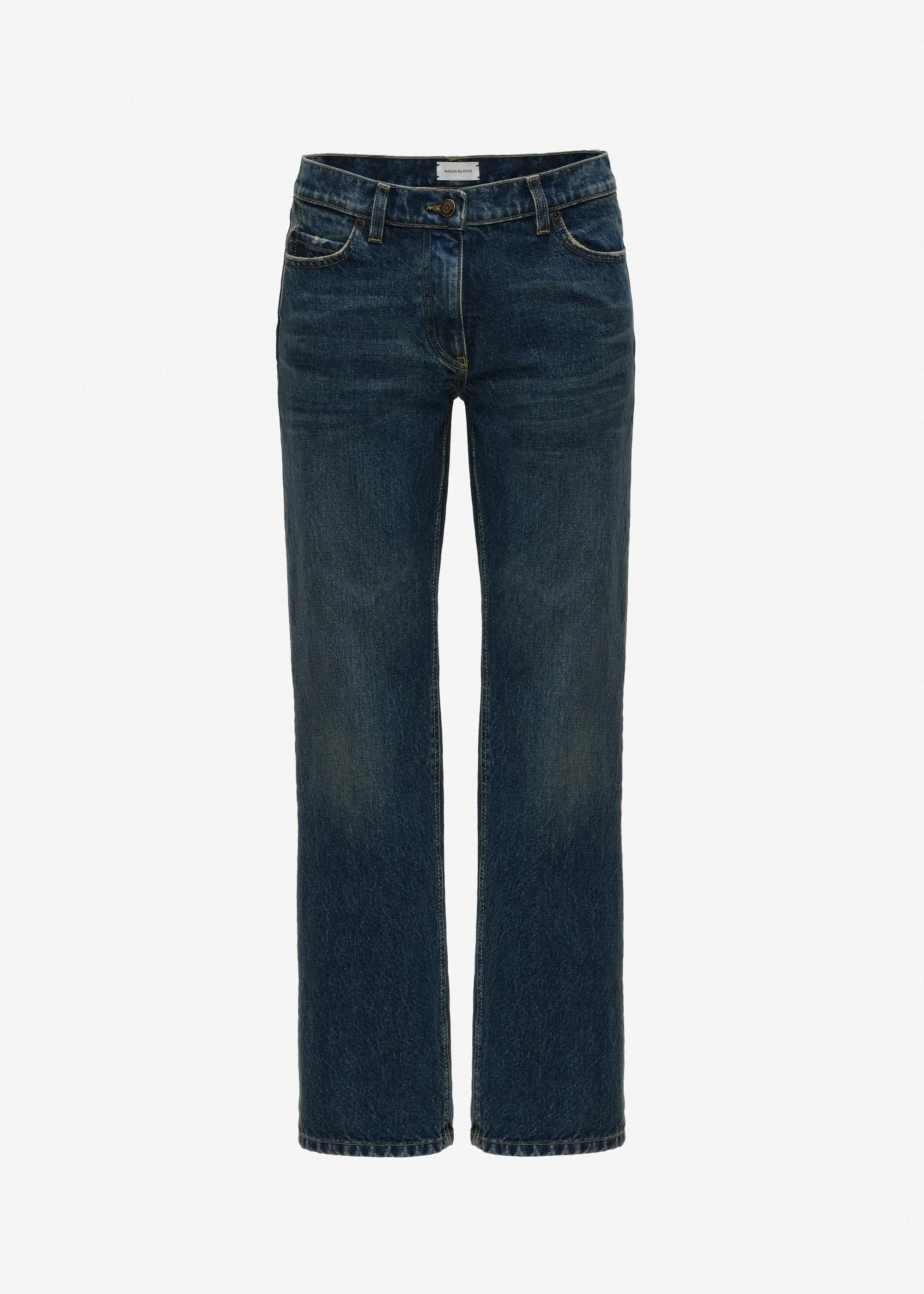 Cropped straight-leg jeans in blue - 1