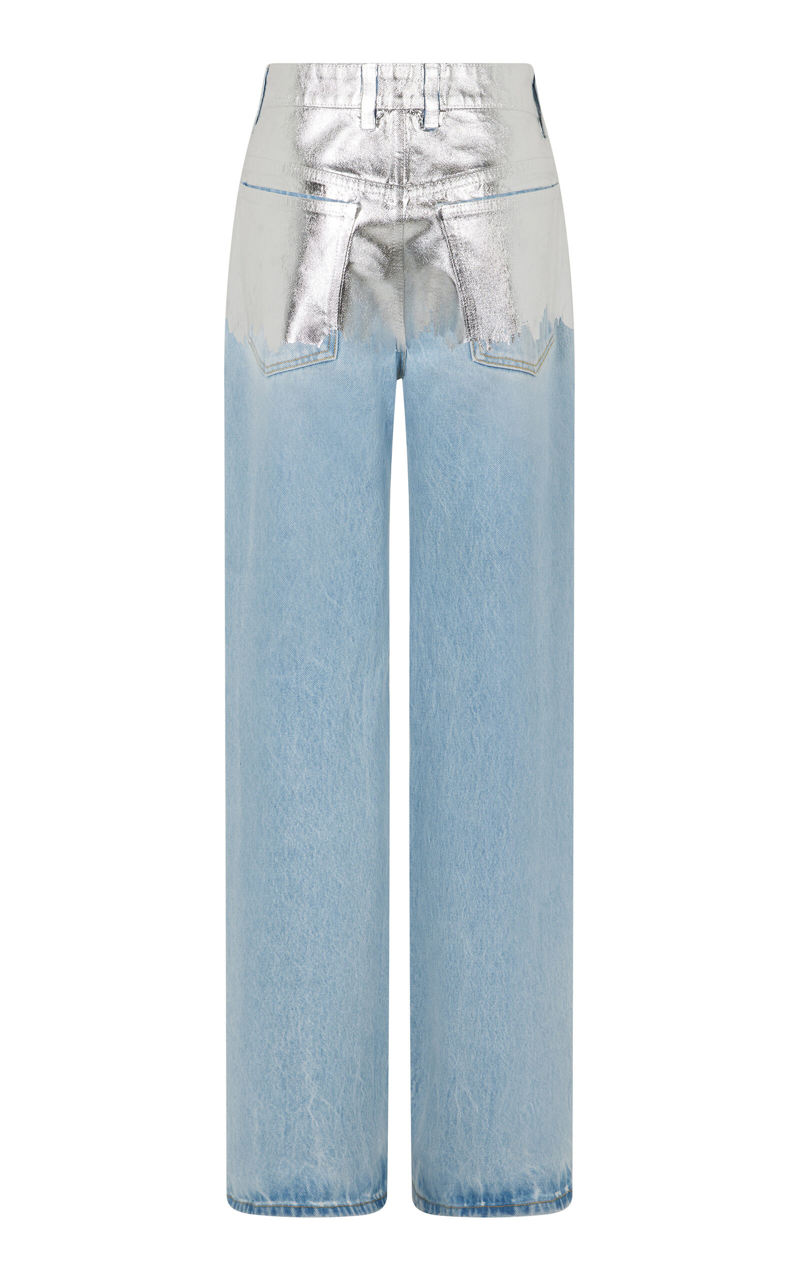 Metallic-Detailed High-Rise Straight-Leg Jeans light wash - 5
