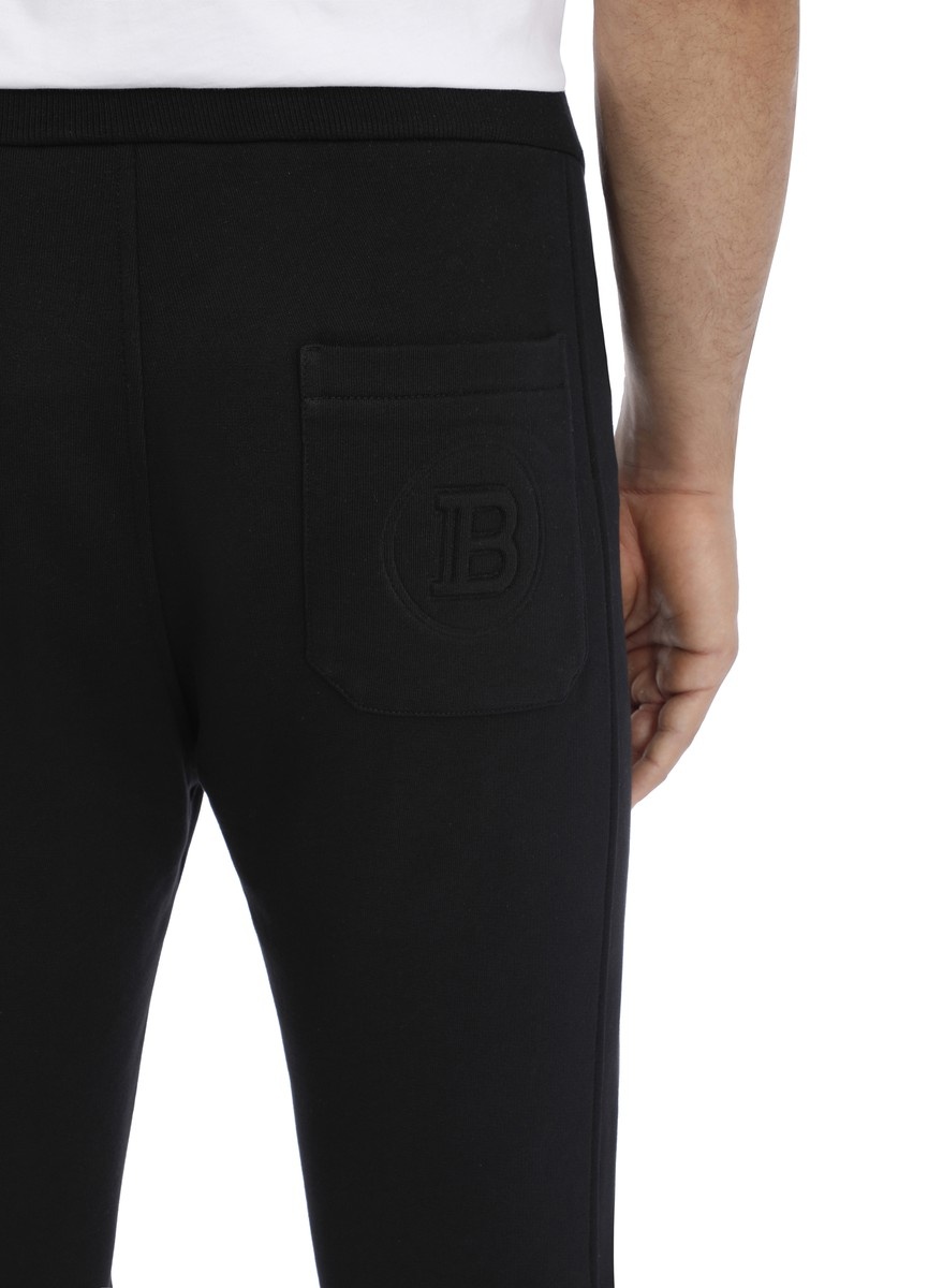 Black cotton sweatpants with embossed Balmain Paris logo - 5