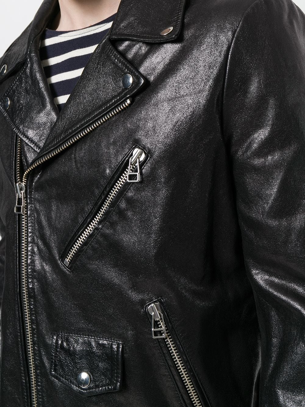 zipped biker jacket - 5