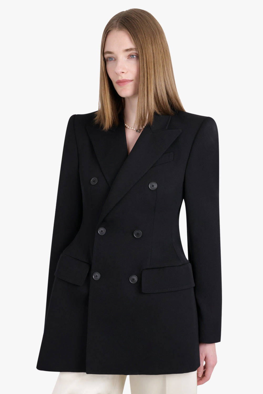 DOUBLE BREASTED HOURGLASS BLAZER BLACK - 2