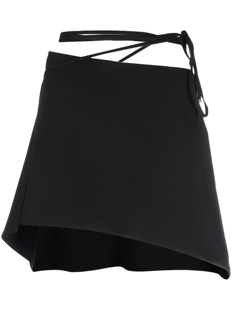 tied-waist asymmetric mini skirt - 1