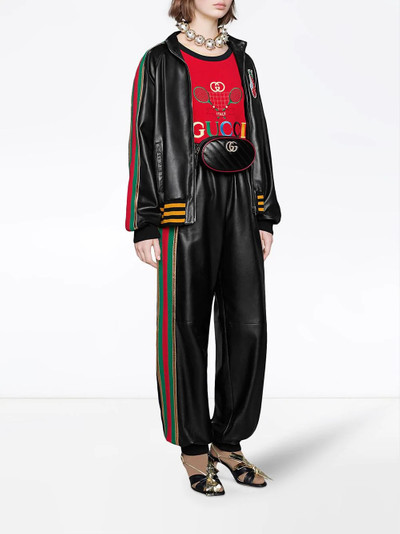 GUCCI Leather bomber jacket with Gucci Strawberry outlook