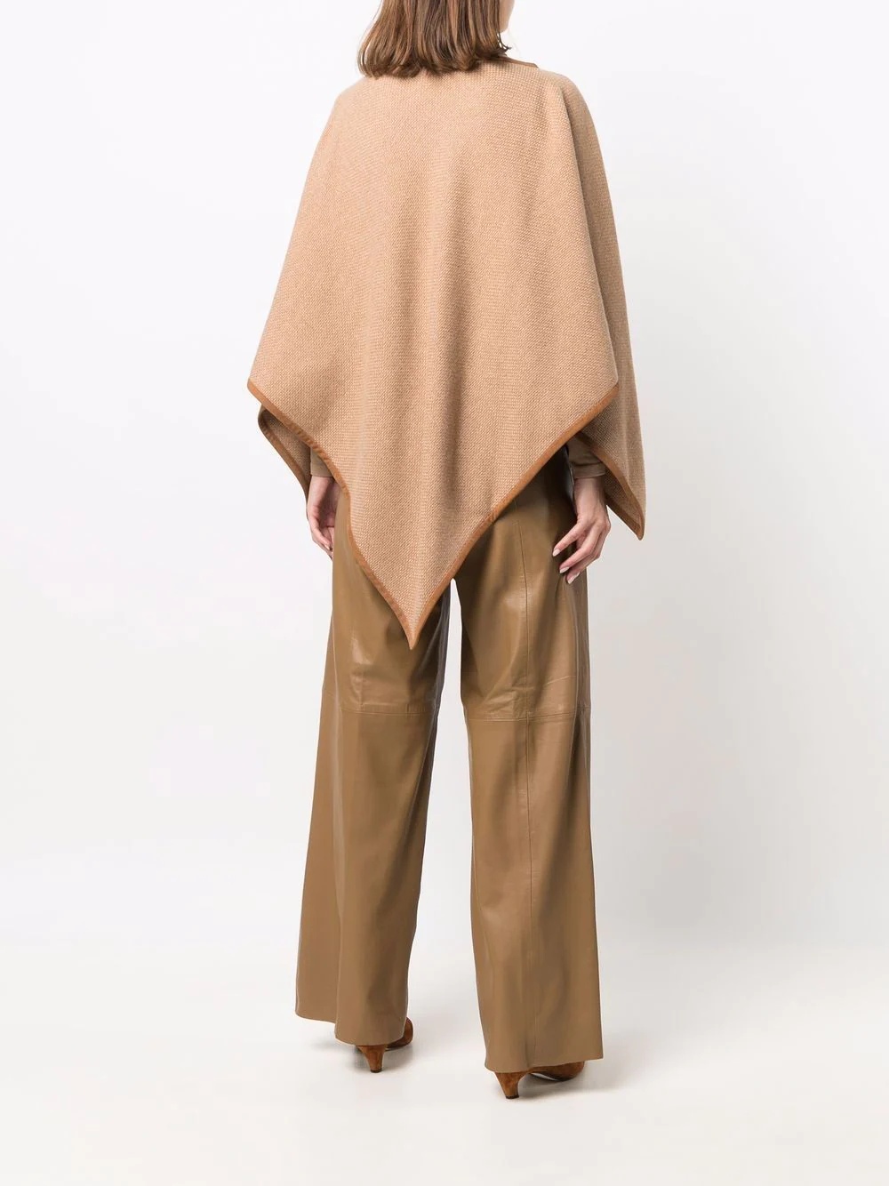 cashmere tonal-trim poncho - 4