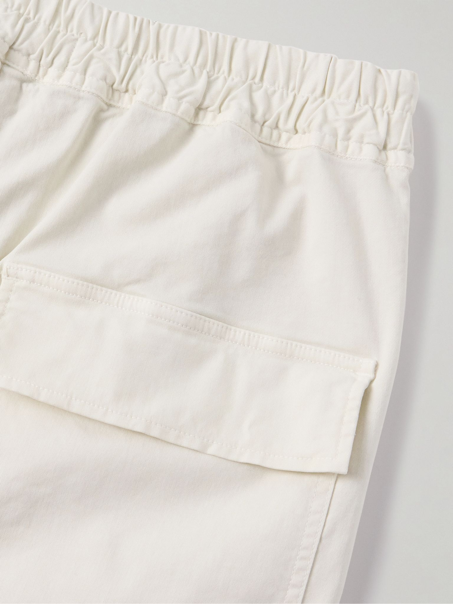 Walker Tapered Cropped Brushed Cotton-Blend Twill Drawstring Trousers Neutral - 5