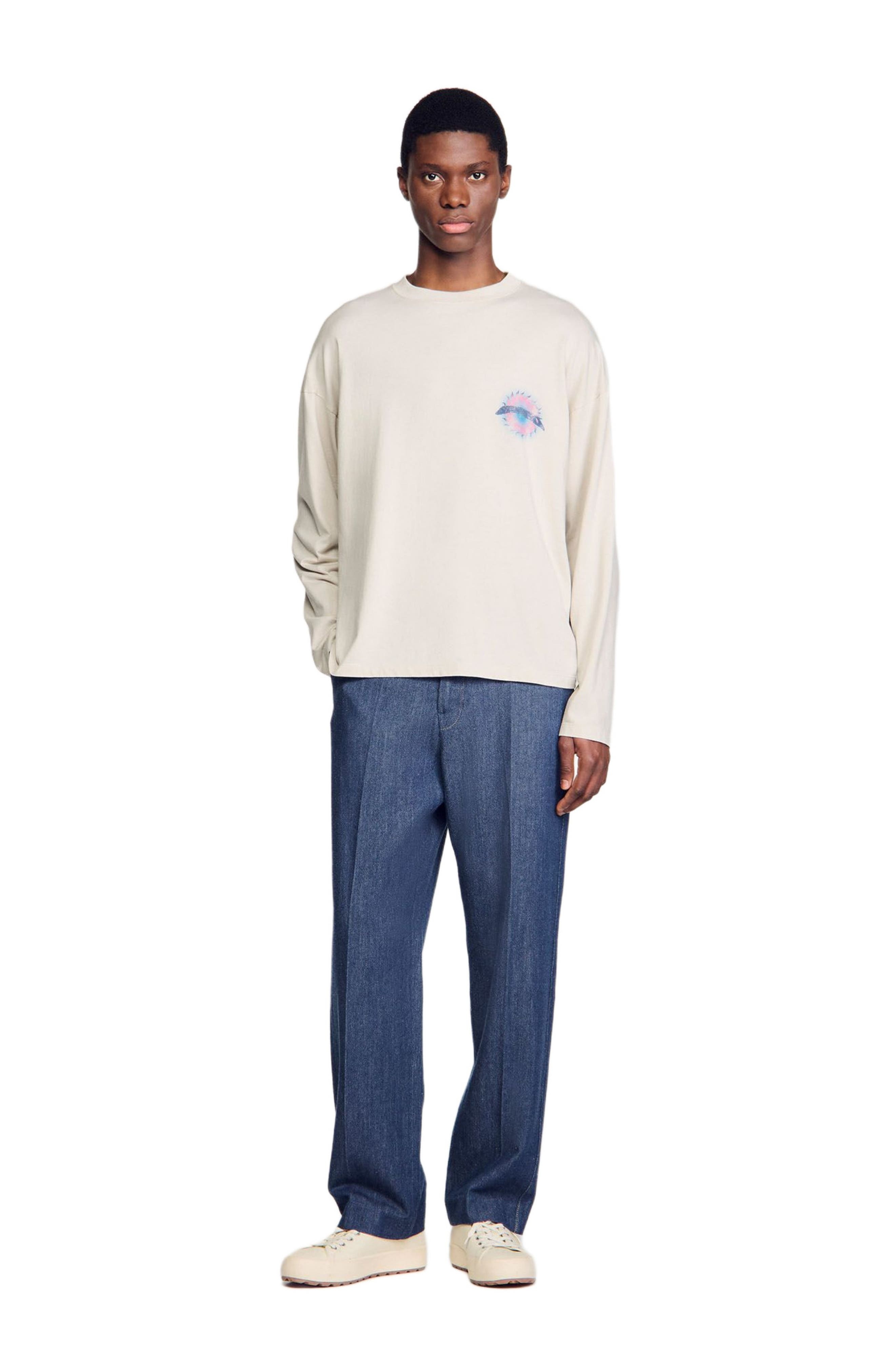 SANDRO Sun motif T-shirt in Vintage White at Nordstrom - 6