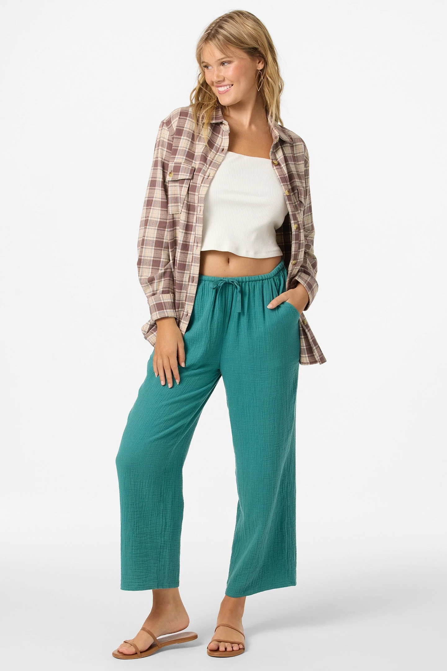 Brenda Crinkle Double Gauze Beach Pants - 1