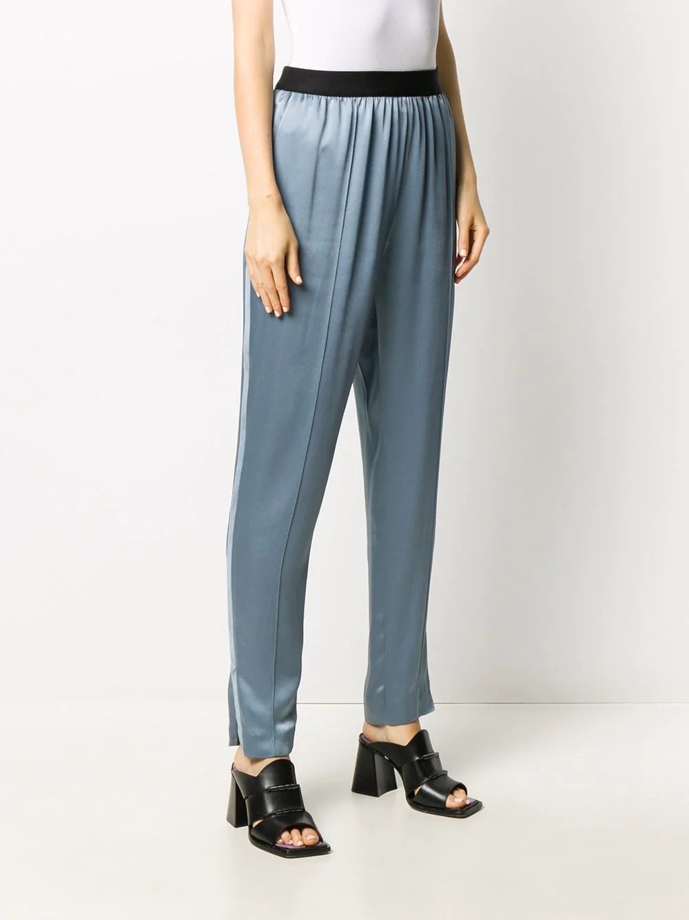 satin tapered leg trousers - 3