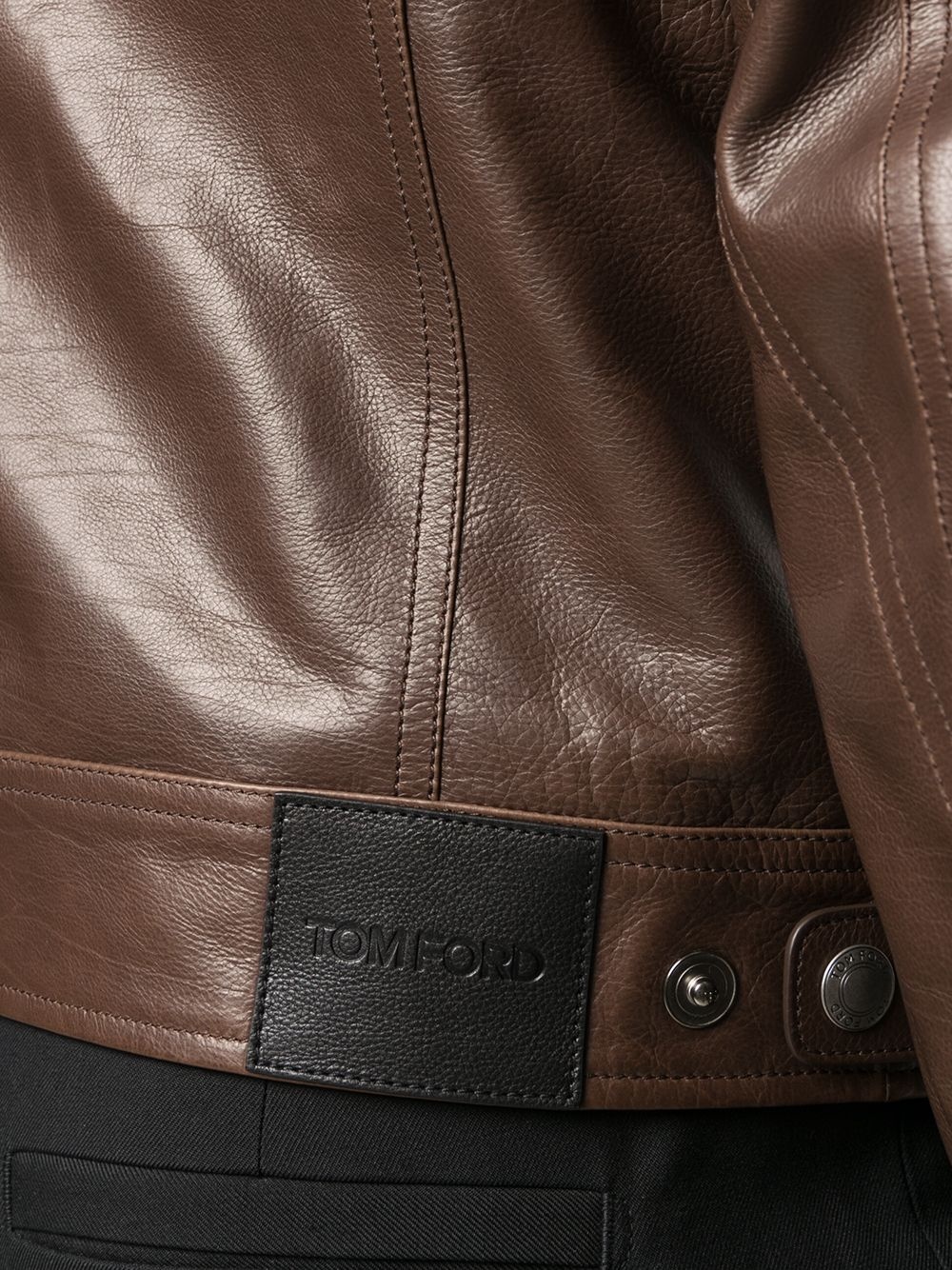 glossed leather jacket - 5