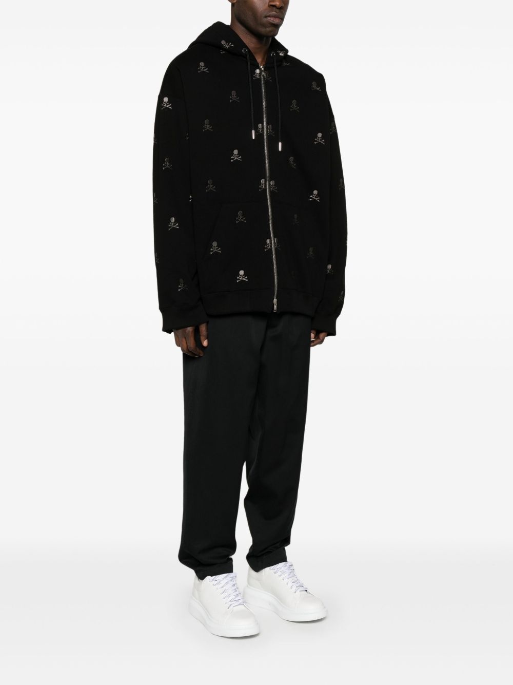 skull-embroidered hoodie - 3