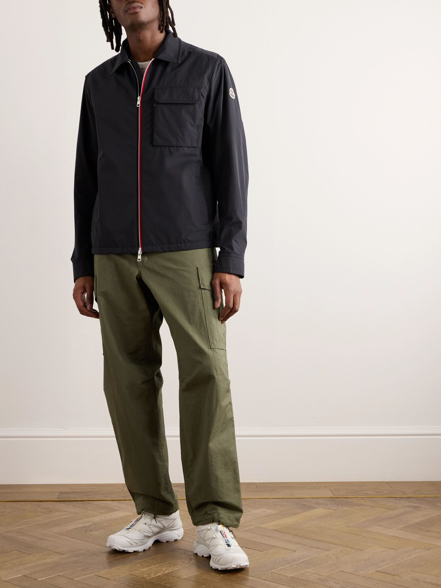 Logo-Appliquéd Grosgrain-Trimmed Shell Overshirt Black - 2