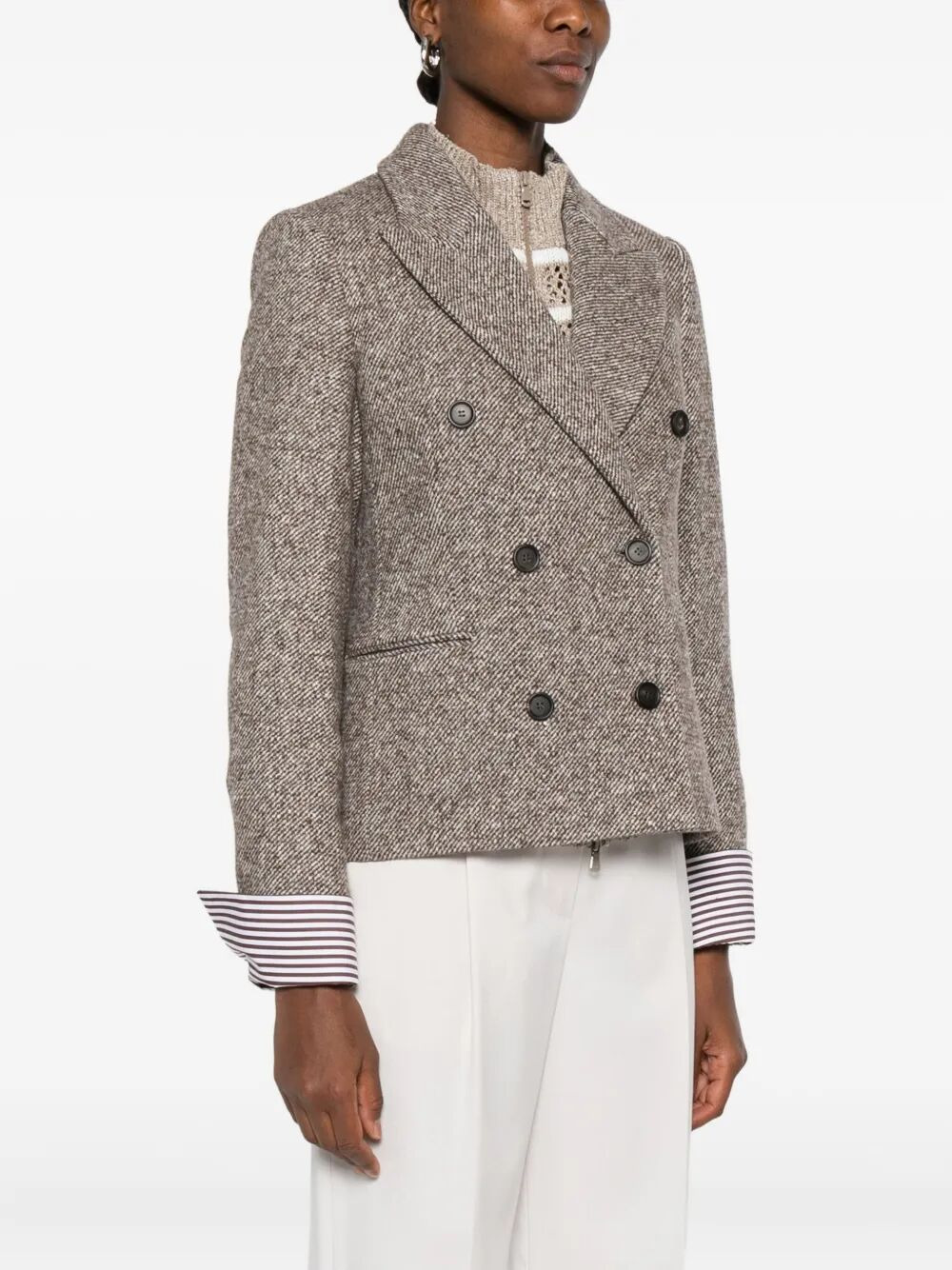 Double-Breasted Wool Short Coat - 4