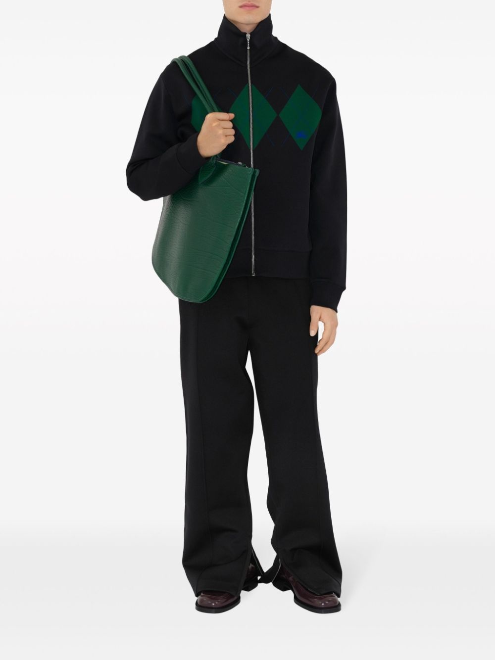 EKD-embroidered argyle track jacket - 2
