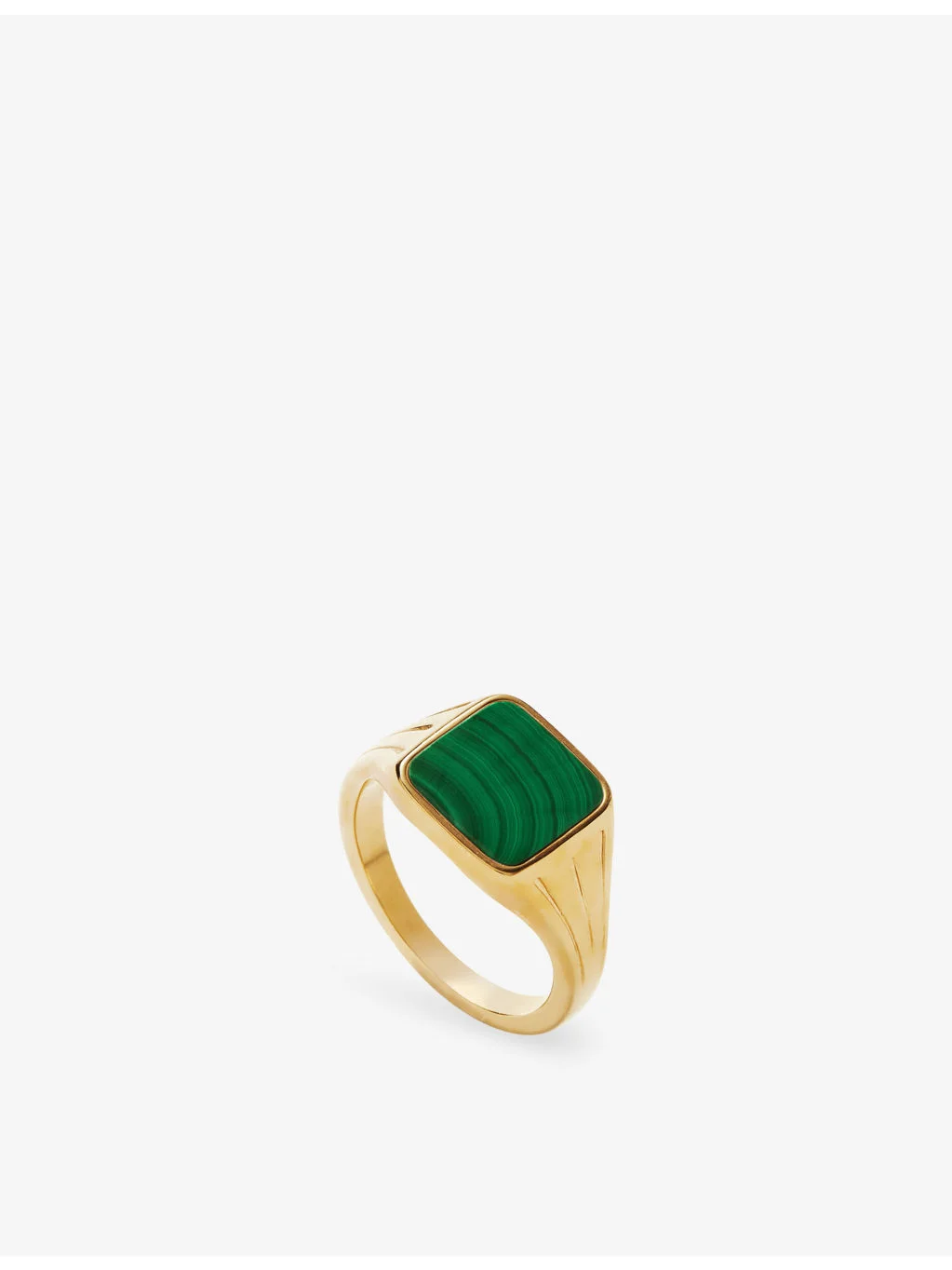 Lucy Williams x Missoma Square 18ct Gold-Plated Brass Malachite Signet Ring - 1