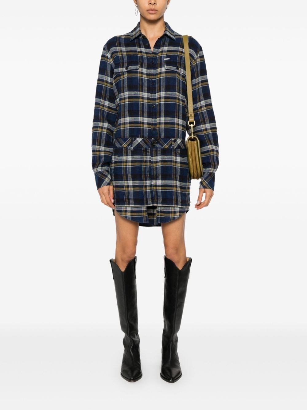 plaid-check mini dress - 2