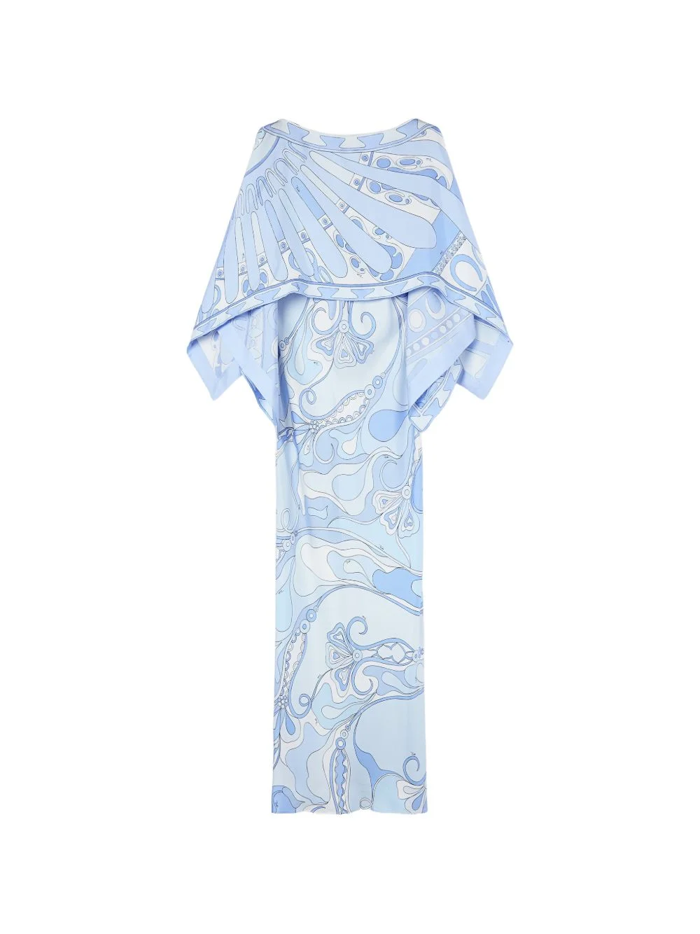 Orchidee and Soleil-print silk dress with cape - 1