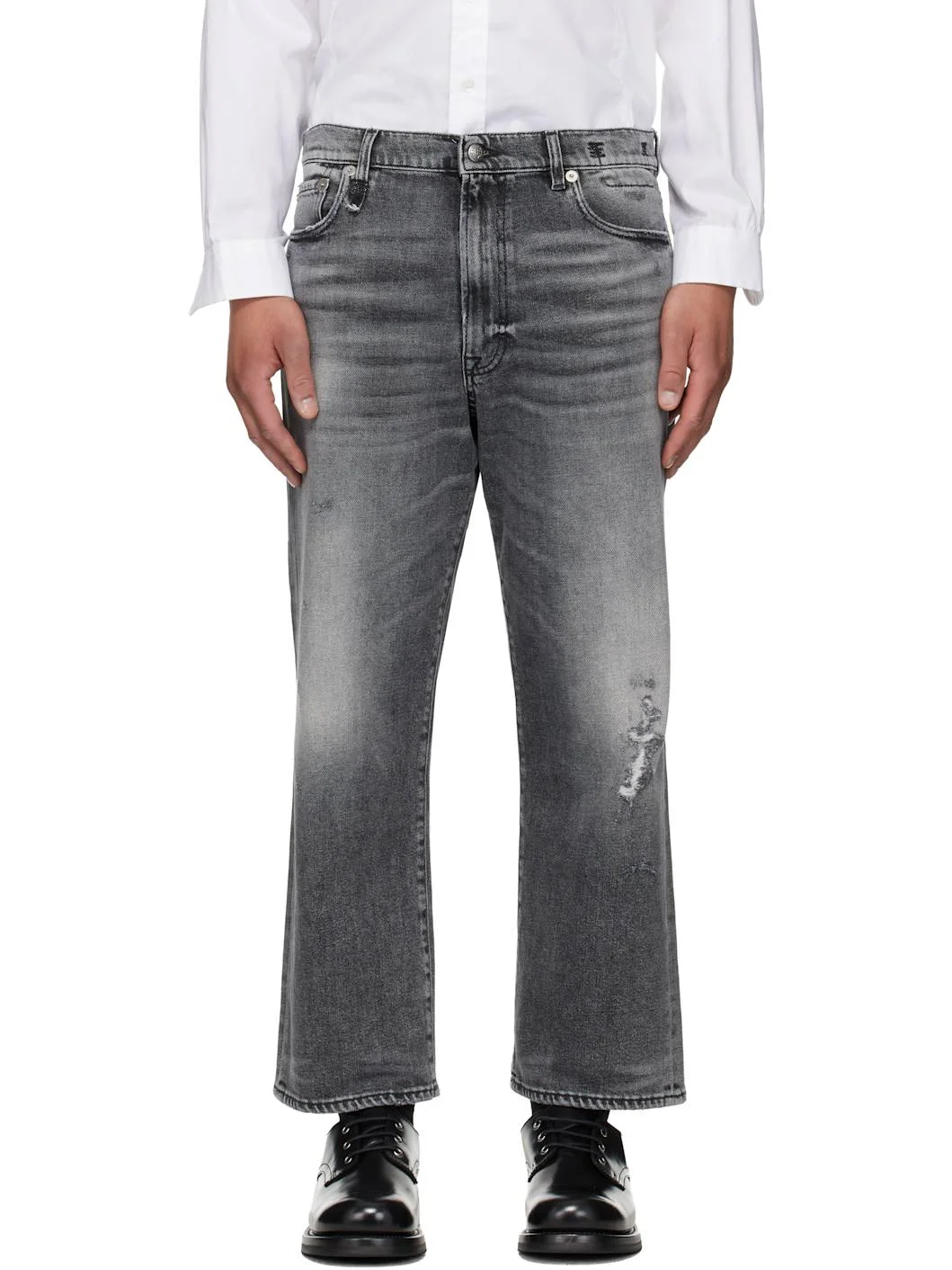 Black Washed Boyfriend Jeans - 1