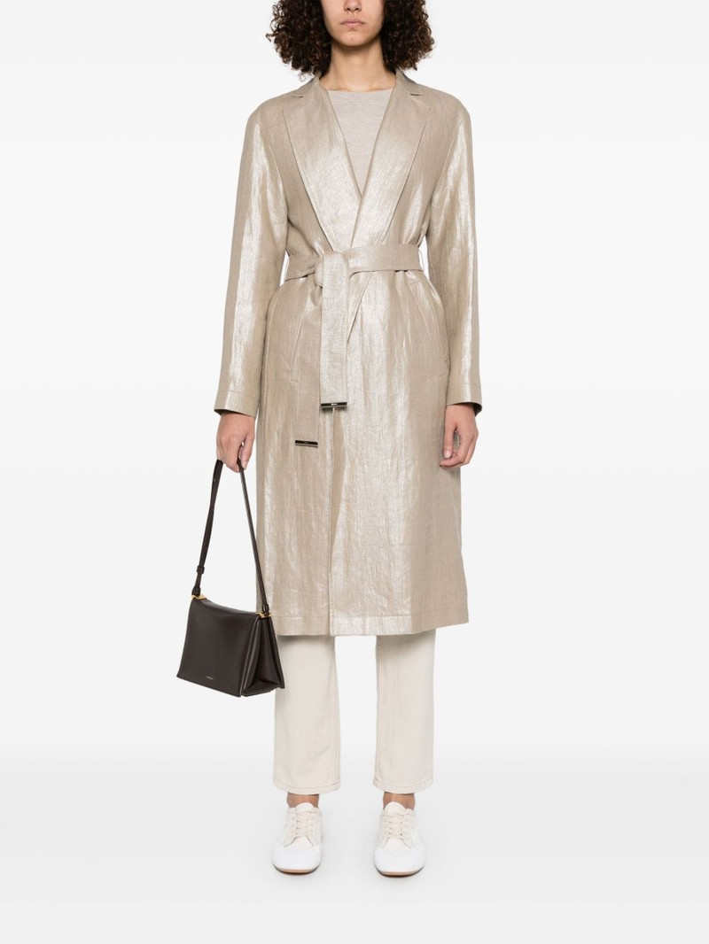 Herno lamé-effect trench coat outlook